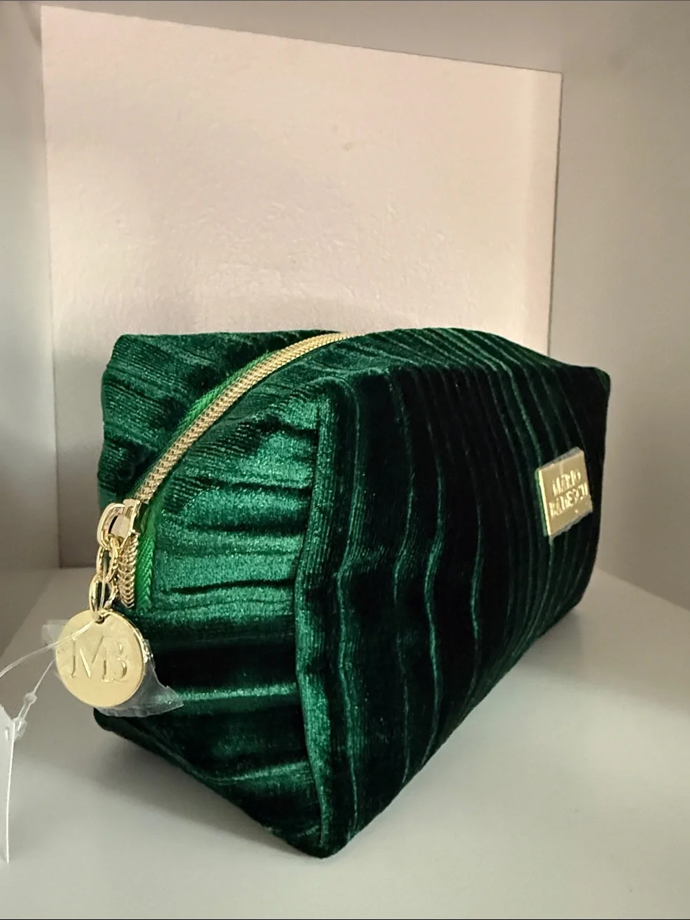 Mario Badescu Green Velvet Pleated Cosmetic Case with (3) Travel Size Products